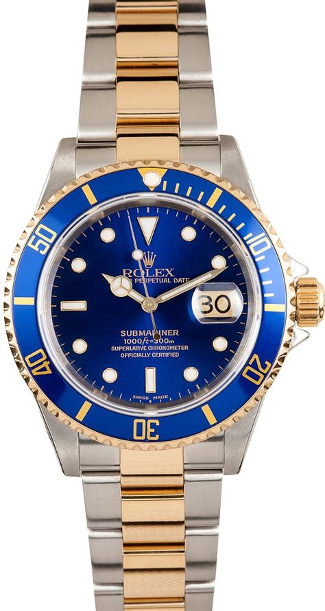 rolex submariner two tone blue model 16613|rolex 16613 blue for sale.